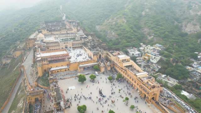 Majestic Aerial View of Amber Fort in Jaipur, India
