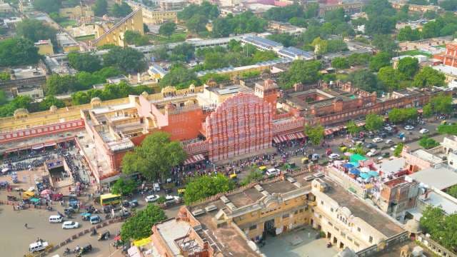 Stunning Aerial View of Hawa Mahal Palace in Jaipur Rajasthan India