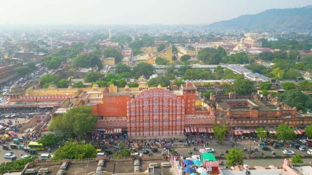 Stunning Aerial View of Hawa Mahal and the Pink City Jaipur