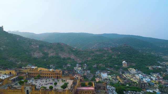 Panoramic Aerial View of Majestic Amber Fort in Jaipur India