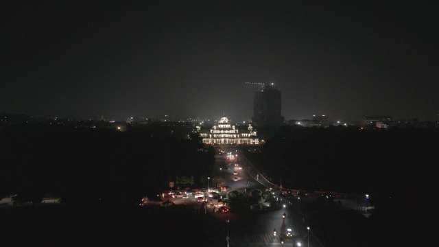 Stunning Aerial Night View of Vidhan Sabha in Lucknow India