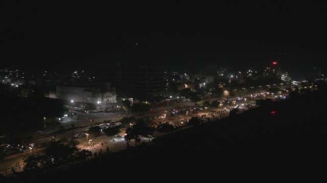 Aerial Night View of Bustling City Streets in Jaipur India