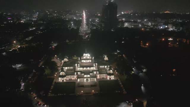 Stunning Aerial Night View of Albert Hall Museum in Jaipur India