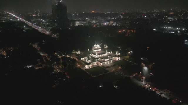 Stunning Aerial Night View of Albert Hall Museum in Jaipur