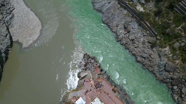 Stunning Aerial View of Devprayag River Confluence in Uttarakhand India