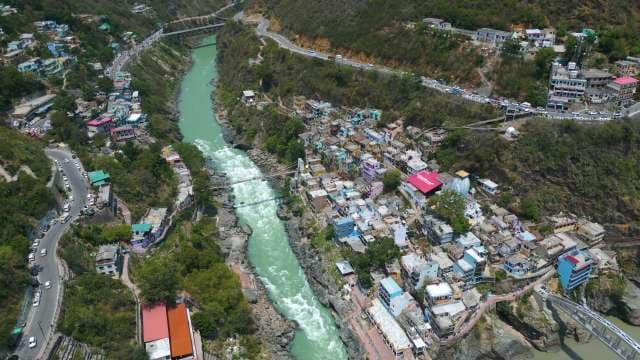 Breathtaking Aerial View of Devprayag and the Holy Ganges River Confluence
