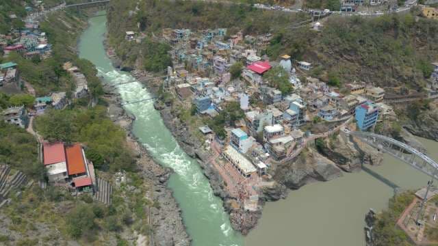 Stunning Aerial View of Devprayag River Confluence in Uttarakhand India