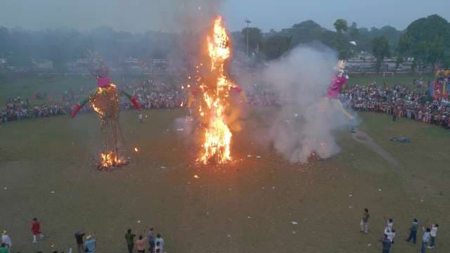 Spectacular Dussehra Celebration Featuring the Burning of Ravana Effigies