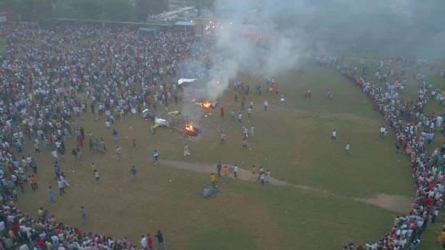 Spectacular Ravana Dahan Celebration With Massive Crowds And Burning Effigies