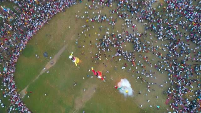 Aerial View of Massive Dussehra Festival Celebrations and Ravana Effigy Burning