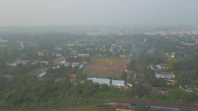 Aerial View of Vibrant Dussehra Festival Celebrations in India
