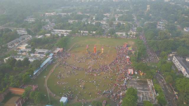 Aerial View of Massive Crowd Celebrating Dussehra Festival in India