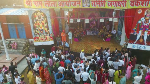 Traditional Ram Leela Festival Performance and Gathering in Jagadhri India