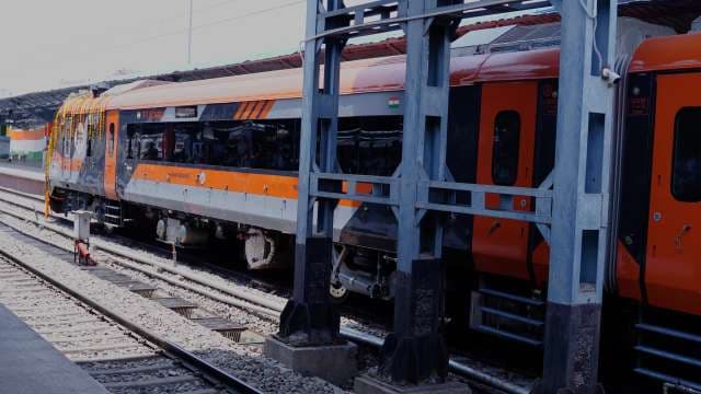Modern Vande Bharat Express Train at a Busy Indian Railway Station