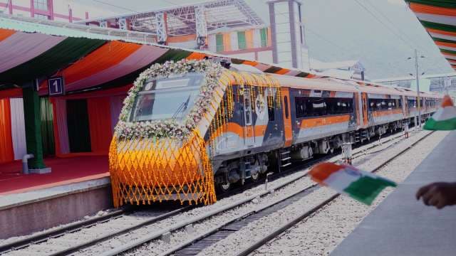 Decorated Vande Bharat Express Train Inauguration Ceremony in India