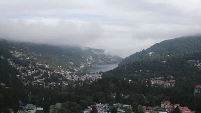 Breathtaking Aerial View of Misty Nainital Hill Station and Naini Lake