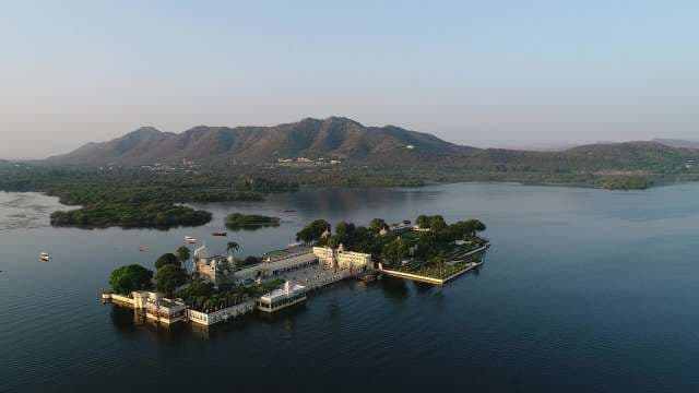 Stunning Aerial View of Jag Mandir Island Palace in Udaipur