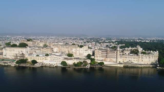 Majestic City Palace Overlooking Lake Pichola in Udaipur, India