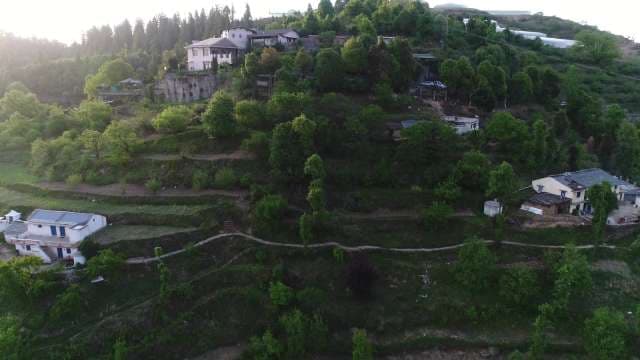 Scenic Aerial View of Traditional Terraced Village in the Himalayas