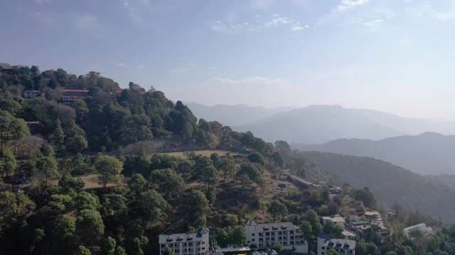 Scenic Aerial View of a Hill Station in the Himalayan Foothills