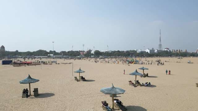 Panoramic View of the Iconic Marina Beach in Chennai India