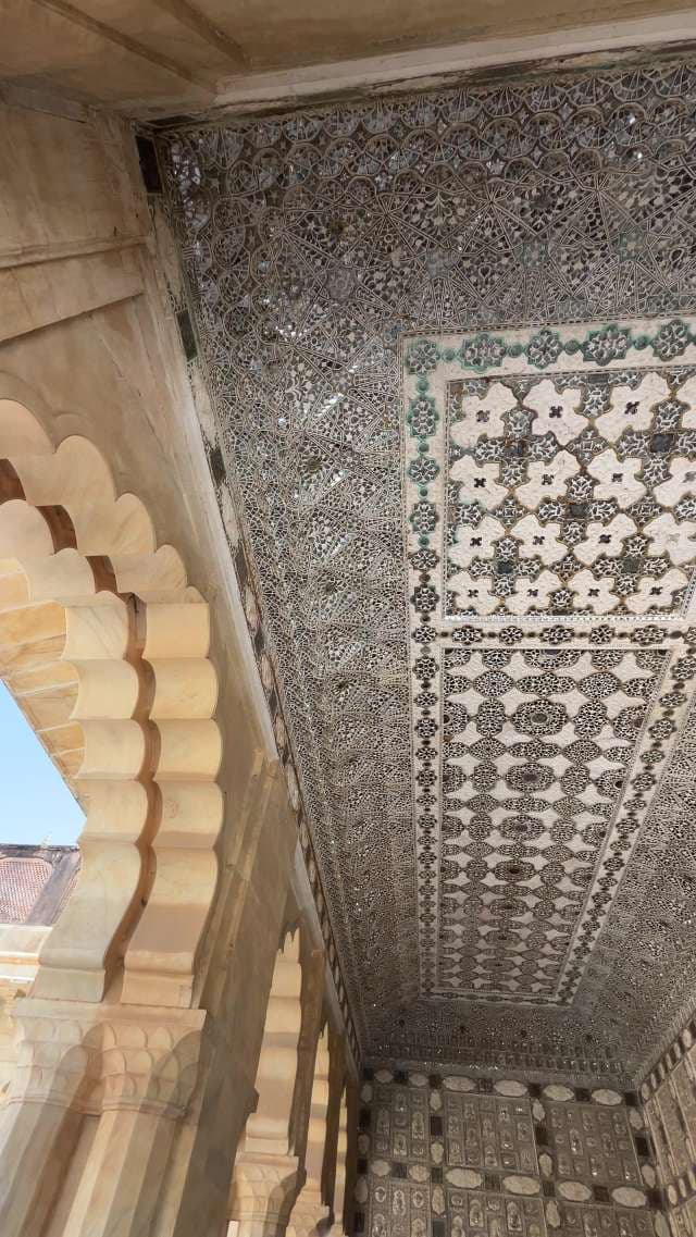 Intricate Mirror Work and Architecture at Sheesh Mahal, Amer Fort