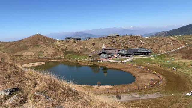 Scenic View of Prashar Lake and Ancient Temple in Himachal Pradesh