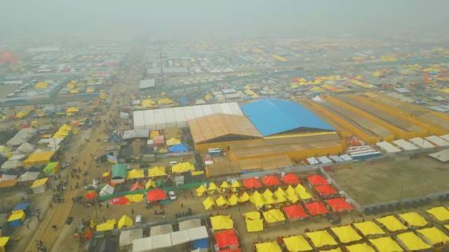 Aerial View of Massive Kumbh Mela Tent City