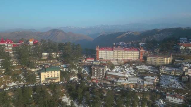 Aerial View of Shimla City Hillside During Winter