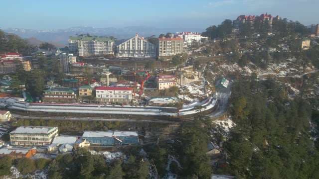 Aerial View of Snow Covered Hill Station in Shimla India