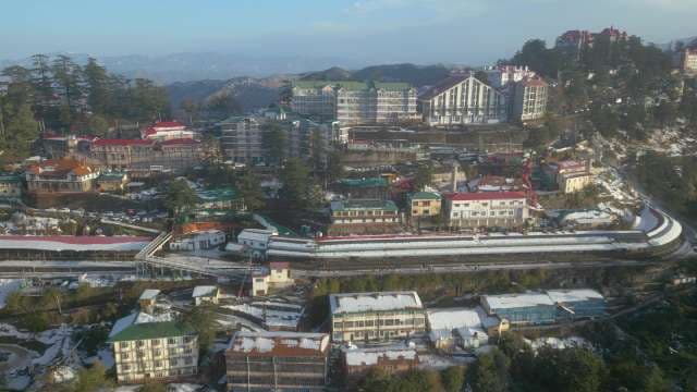 Aerial View of Snowy Hill Station Shimla India