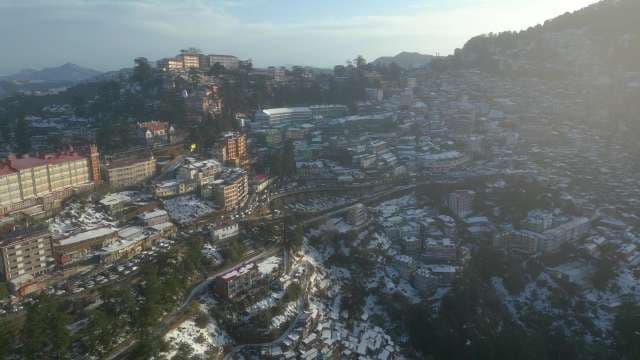Aerial View of Snowy Shimla Hill Station Landscape