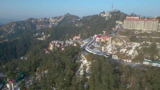 Aerial View of Snow-Covered Shimla Hill Station in Winter