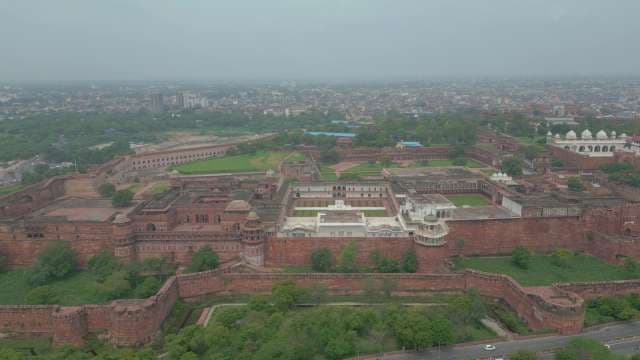 Aerial View of Historic Agra Fort Landmark in India