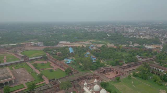Aerial View of Agra Fort and Cityscape in India