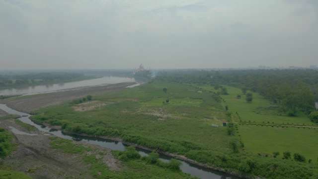 Aerial View of Taj Mahal and Yamuna River in Agra