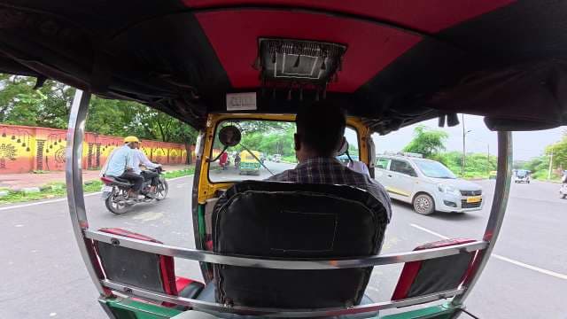 POV Experience Inside a Moving Auto Rickshaw on Indian Street