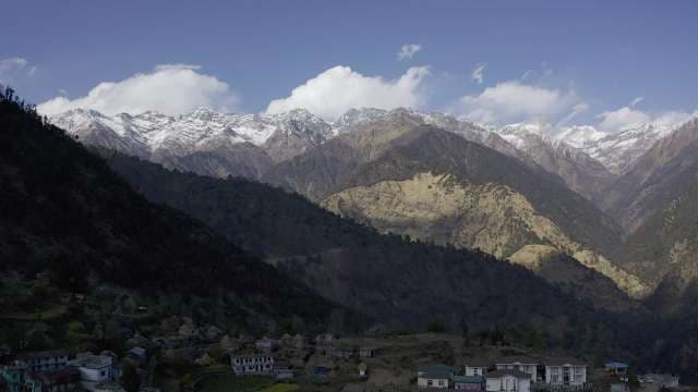 Majestic Snow-Capped Himalayan Peaks Overlooking Triyoginarayan Temple