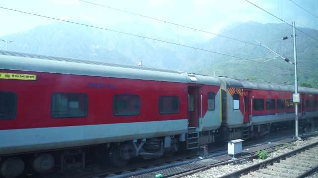 Indian Railway Train with Mountain Background in Katra