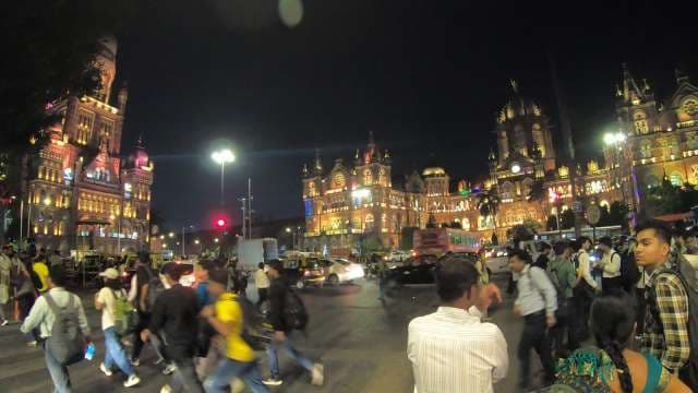 Busy Night Traffic at Chhatrapati Shivaji Maharaj Terminus Mumbai