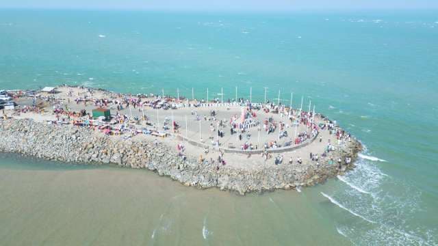 Aerial View of Arichal Munai Dhanushkodi Tip in India