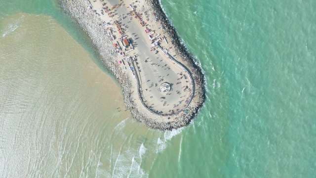 Aerial Top-Down View of Dhanushkodi Point in India