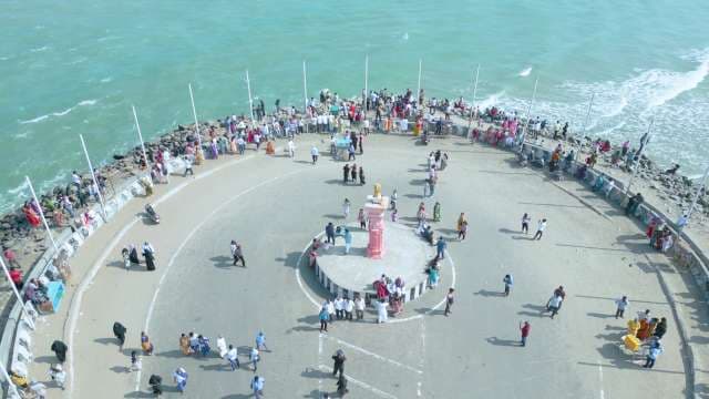 Aerial View of Kanyakumari Plaza and Southernmost Tip of India