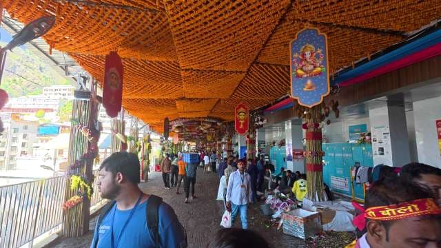 Decorated Pilgrim Pathway at Vaishno Devi Temple in India