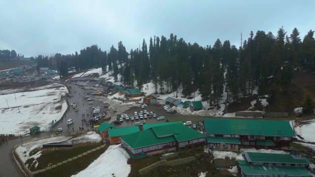 Aerial Drone View of Gulmarg Winter Mountain Resort