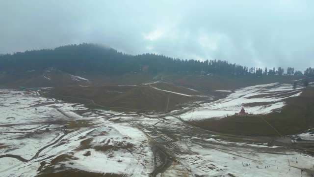 Aerial View of Snow Covered Hills in Gulmarg Valley