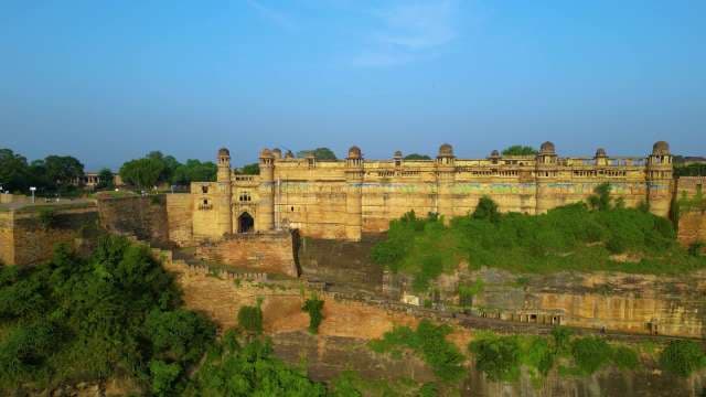 Aerial View of Historic Gwalior Fort Man Singh Palace India