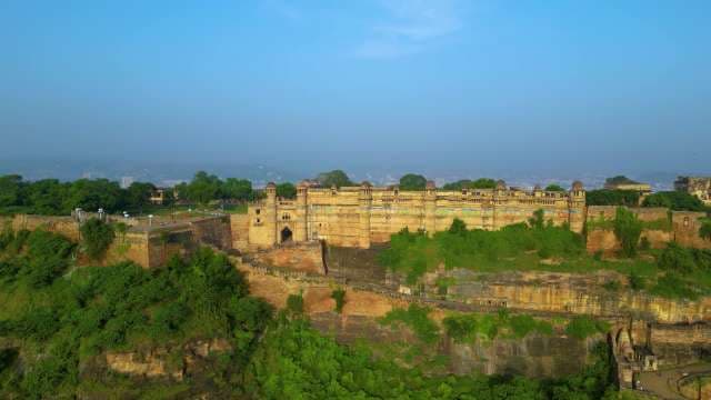 Aerial View of Gwalior Fort's Historic Sandstone Architecture