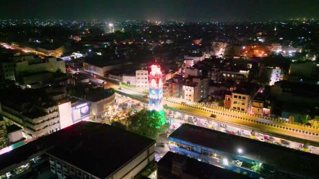 Night Aerial View of Ludhiana Clock Tower in Ludhiana Punjab India