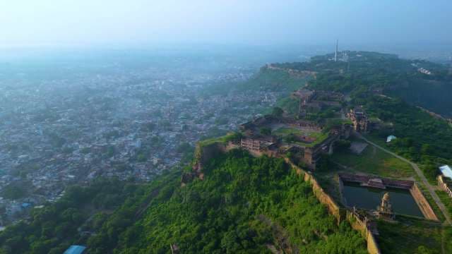 Aerial View of Gwalior Fort and City Skyline in India
